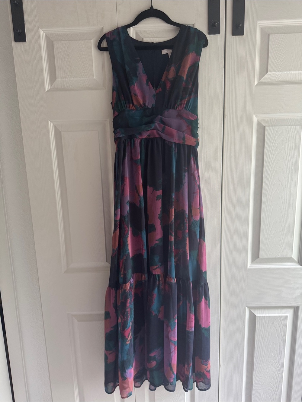 Women's Floral Maxi Dress in Pink & Teal